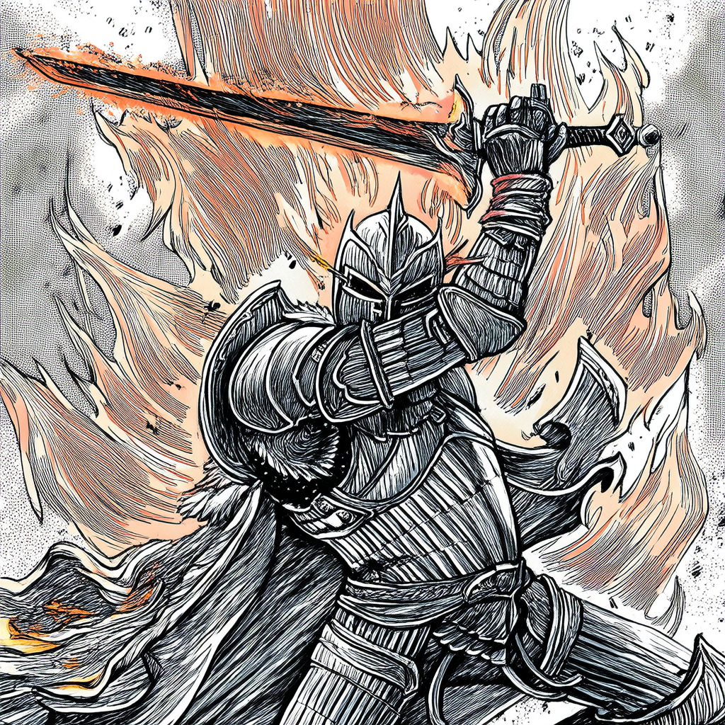 Castle Crasher Characters - Red Knight wielding flaming sword